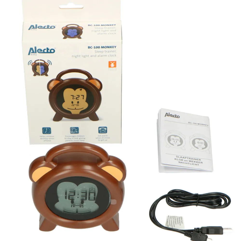 Thuis & Onderweg<Alecto BC-100 Slaaptrainer-Nachtlamp-Wekker Aap