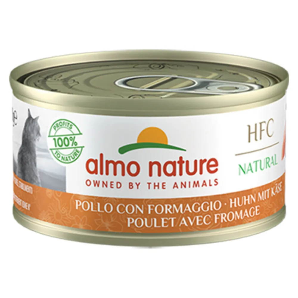 Kattenvoer<Almo Nature HFC Natural Kattenvoer Nat Blikje Kip & Kaas 70 gr