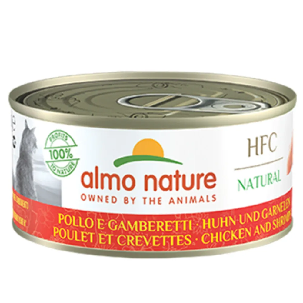Kattenvoer<Almo Nature HFC Natural Kattenvoer Nat Blikje Kip & Garnaal 70 gr