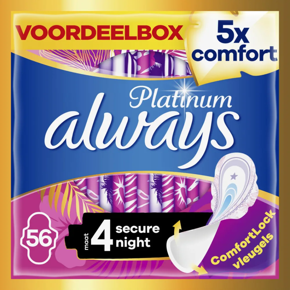 Intiemhygiëne<Always Maandverband Platinum Secure Night 56 stuks