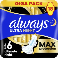 Outlet Maandverband Ultra Ultimate Night 18 stuks Intiemhygiëne