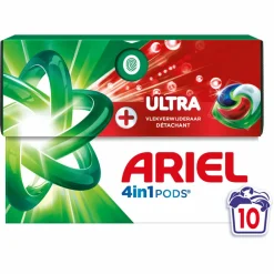 Wasmiddel<Ariel 4in1 Wasmiddel Pods Ultra Vlekverwijderaar 10 stuks