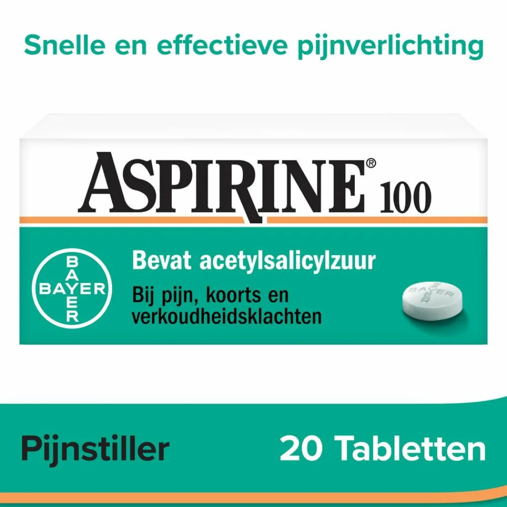 Geneesmiddelen|Pijnstillend<Aspirine 100 mg 20 tabletten