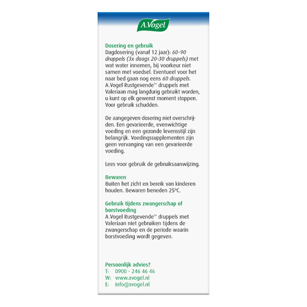 Rustgevend & Slapen<A.Vogel Valeriaan Druppels 50 ml