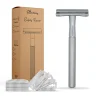 Safety Razor + 20 Mesjes Zilver Mat 1 set^Bamboozy Discount