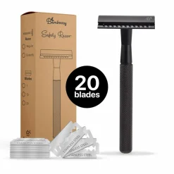 Safety Razor + 20 Mesjes Zwart Mat 1 set Heren Scheren & Ontharen