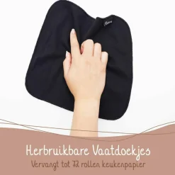 Schoonmaakdoekjes<Bamboozy Vaatdoekjes Bamboevezels Zwart 3 stuks