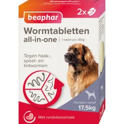 Best All-in-one Ontworming Tabletten Hond 17,5 - 70 kg 2 tabletten Vlo, Teek & Worm