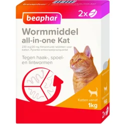 Vlo, Teek & Worm<Beaphar All-in-one Ontworming Tabletten Kat Vanaf 1 kg 2 tabletten
