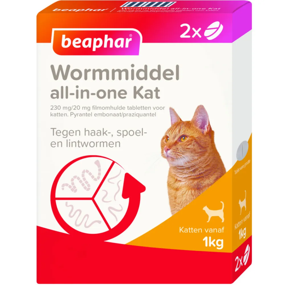 Vlo, Teek & Worm<Beaphar All-in-one Ontworming Tabletten Kat Vanaf 1 kg 2 tabletten