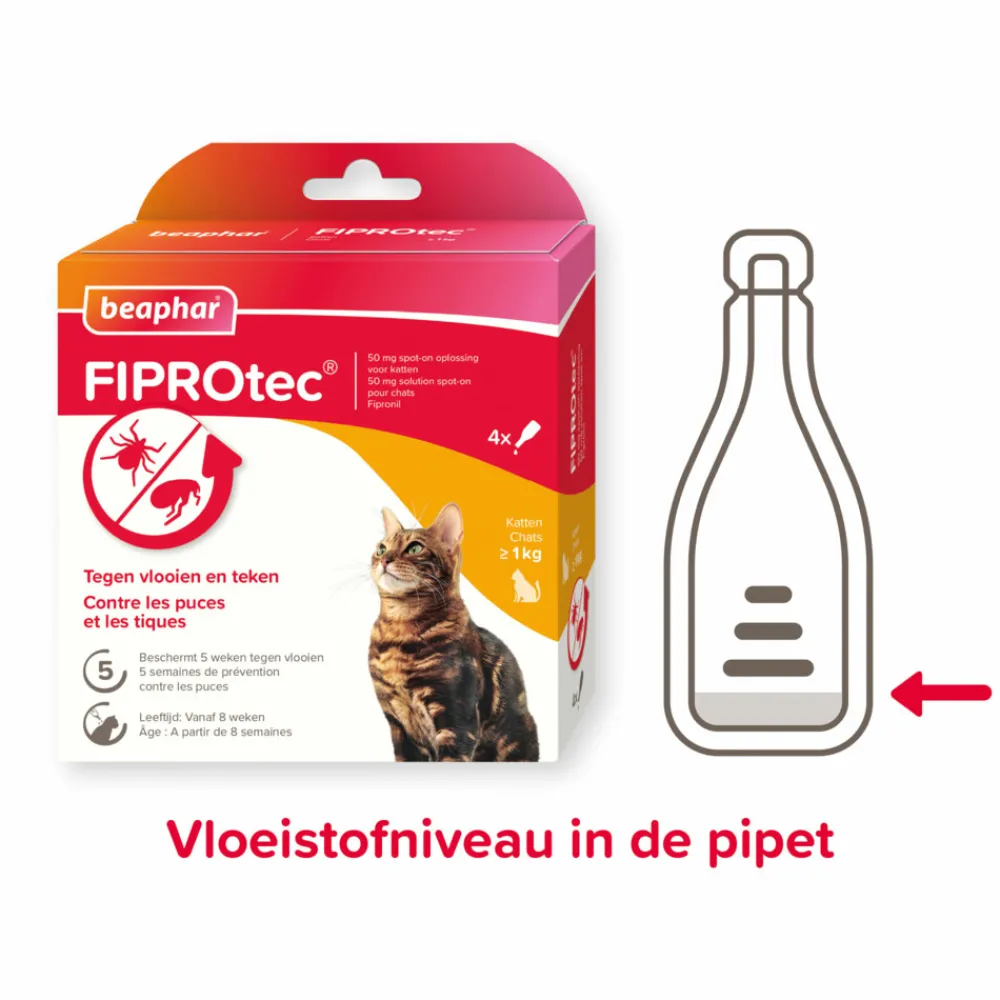 Fiprotec Anti Vlooiendruppels Kat vanaf 1 kg 4 stuks^Beaphar Discount