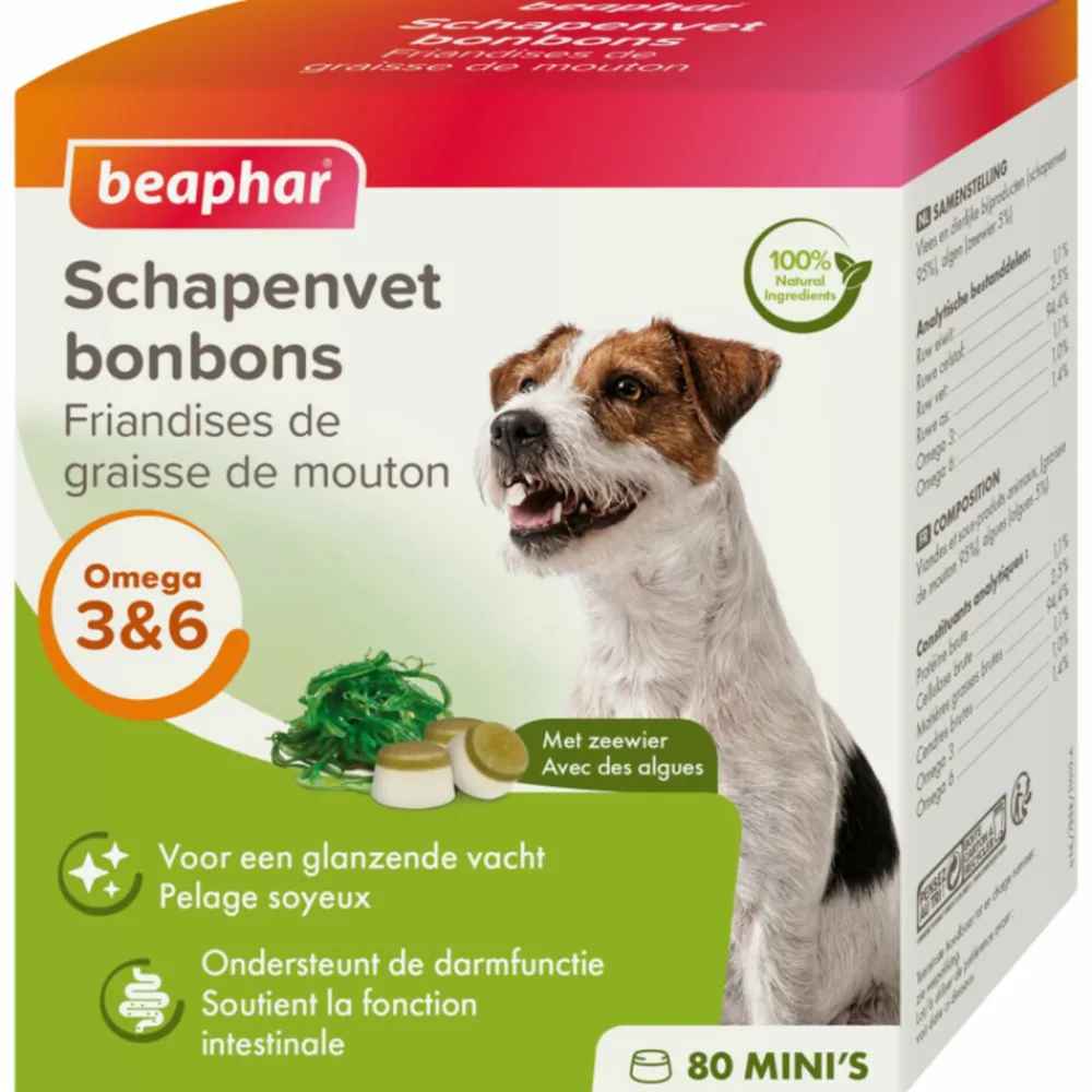 Snacks<Beaphar Schapenvet Bonbons Mini Zeewier 245 gr