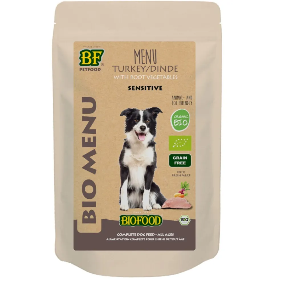 Outlet Biofood Organic Kalkoen Menu 150 gr Hondenvoer