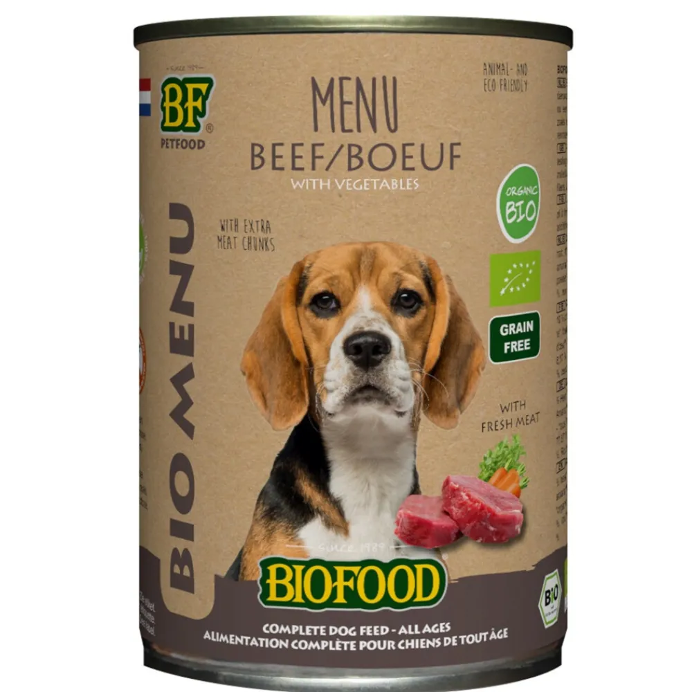 Hondenvoer<BF Petfood Biofood Organic Rund Menu 400 gr