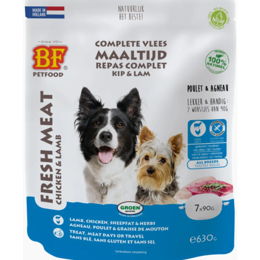 Hondenvoer<BF Petfood Vleesvoeding Lam - Rijst 7 x 90 gr
