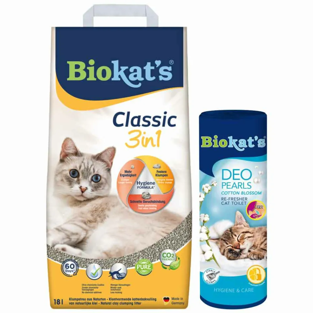 Kattenbakken & Toebehoren|Kattenbakvulling<Biokats Biokat's Classic & Deo Pearls Cotton Blossom Pakket