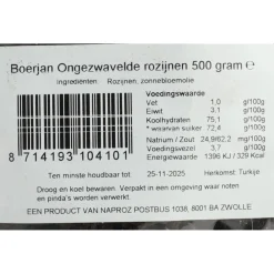 Superfoods<Boerjan Rozijn Jumbo Blauw Ongezwaveld 500 gr