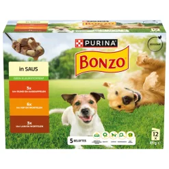 Hondenvoer<Bonzo Pouch in Saus Multipack 12 x 85 gr