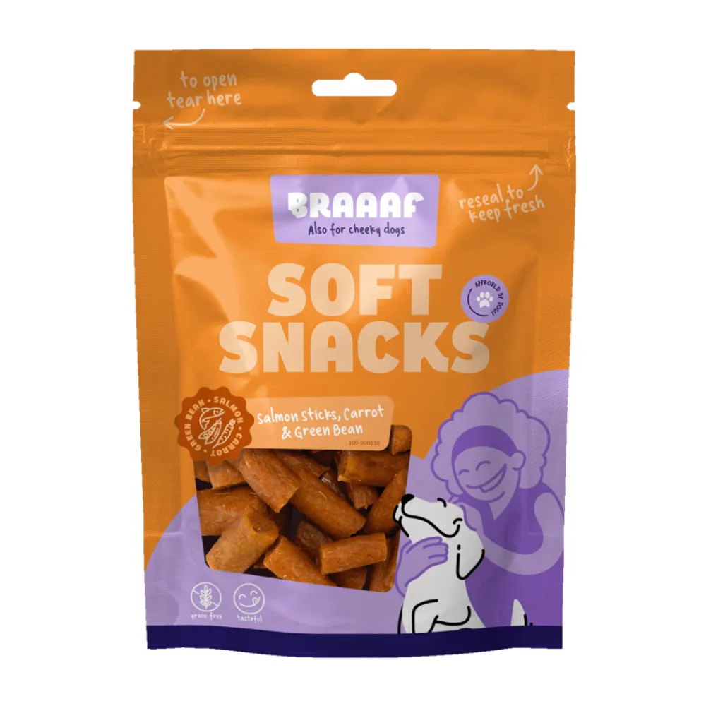 Sticks Hondensnack Wortel - Sperzieboon - Zalm 85 gr^Braaaf Discount