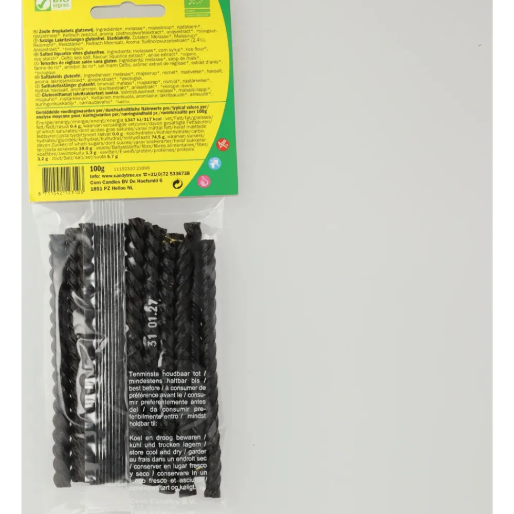 Snoep<Candy tree Dropkabels Zout Biologisch 100 gr