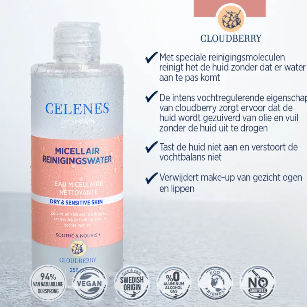Reiniging<Celenes Bergbraam Micellair Reinigingswater Droge / Gevoelige Huid 250 ml