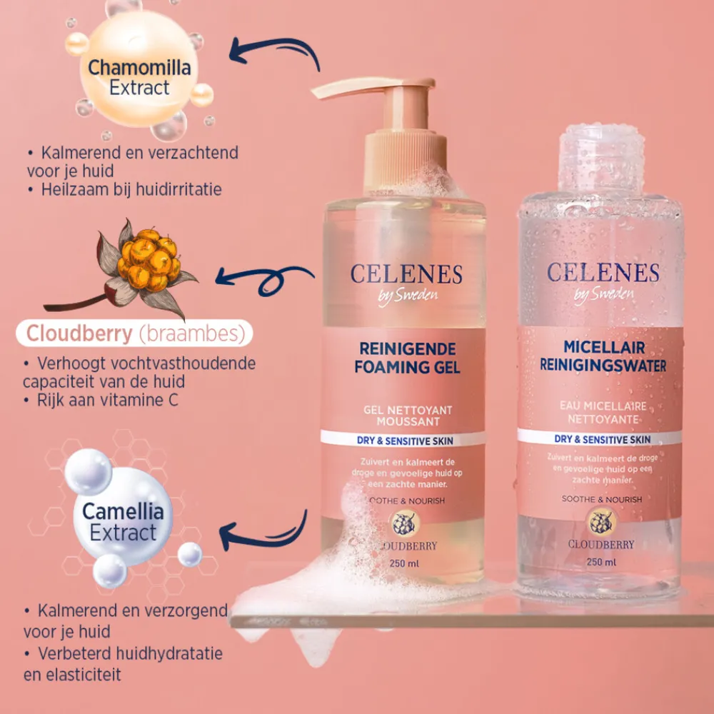 Reiniging<Celenes Bergbraam Reinigende Foam Gel Droge / Gevoelige Huid 250 ml