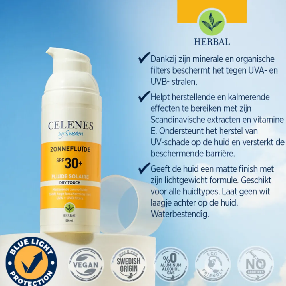 Herbal Dry Touch Zonnefluïde SPF 30 Alle Huidtypes 50 ml^Celenes Outlet