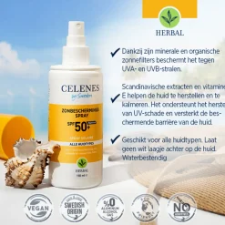 Zonbescherming<Celenes Herbal Zonnebrand Spray SPF 50+ Alle Huidtypes 150 ml