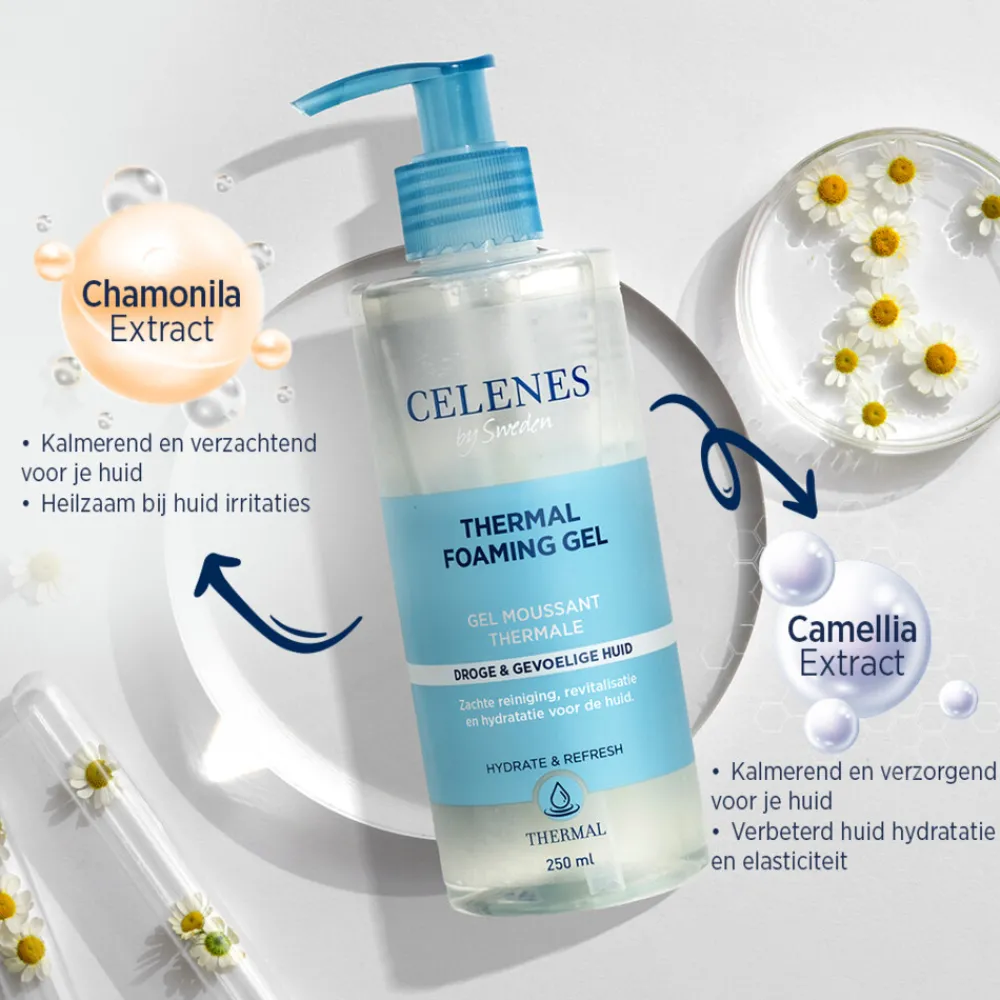 Reiniging<Celenes Thermal Reinigende Foam Gel Droge / Gevoelige Huid 250 ml