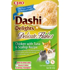 Dashi Delights Delicate Flakes Kattenvoer Nat Chicken & Tuna & Scallop 40 gr^Ciao Hot