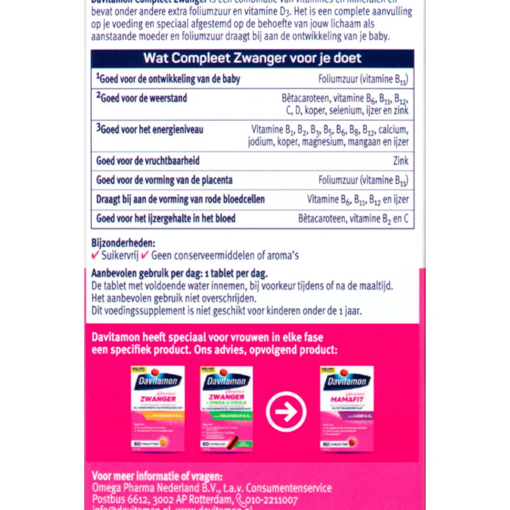 Compleet Zwanger 60 tabletten^Davitamon Hot