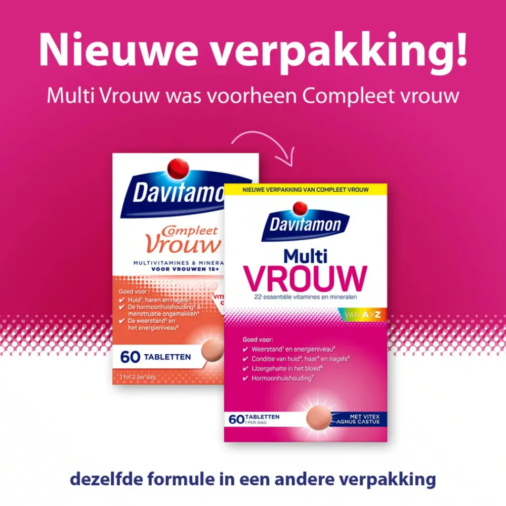 Vitaminen Vrouw|Multi Vitaminen En Mineralen<Davitamon Multi Vrouw 60 capsules