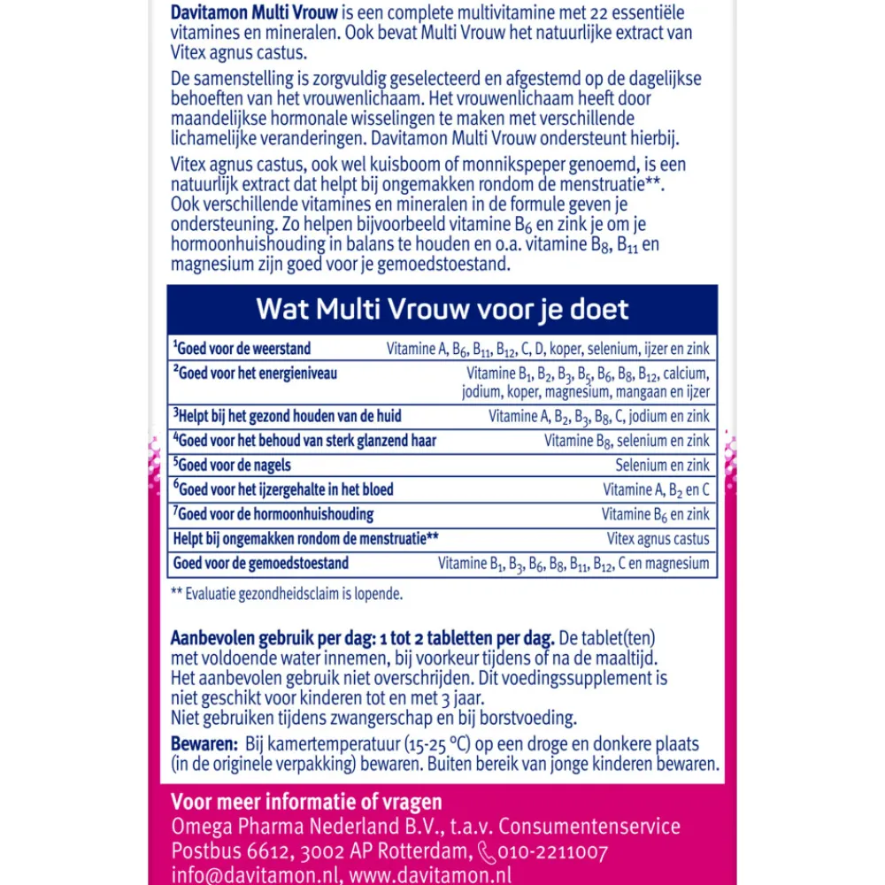 Vitaminen Vrouw|Multi Vitaminen En Mineralen<Davitamon Multi Vrouw 60 capsules