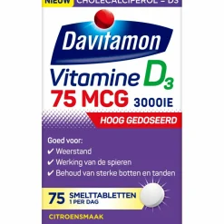 Online Vitamine D3 75mcg 75 smelttabletten Vitaminen