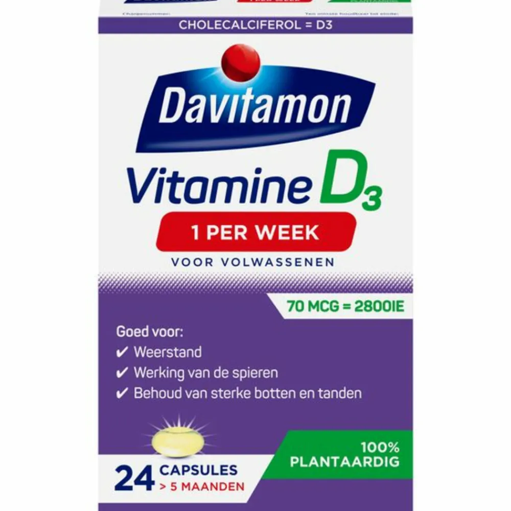 Vitaminen<Davitamon Vitamine D Vegan 1 Per Week 24 capsules