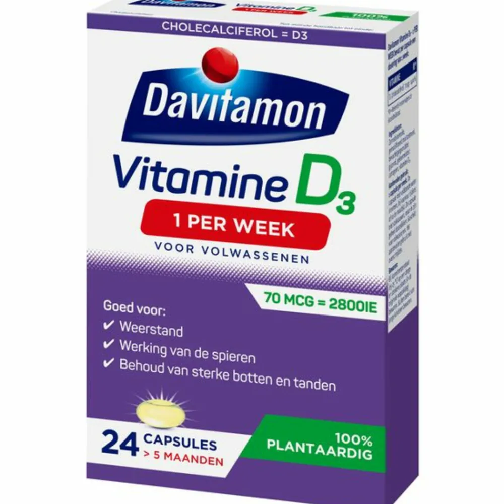Vitaminen<Davitamon Vitamine D Vegan 1 Per Week 24 capsules