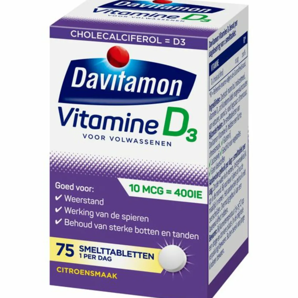 Vitaminen<Davitamon Vitamine D Volwassenen 75 smelttabletten