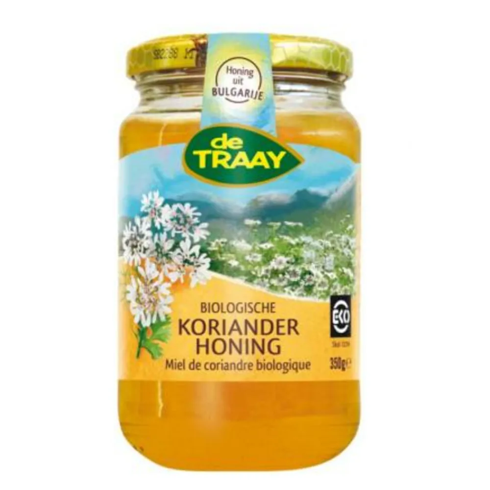 Siropen & Zoetstoffen<De Traay Biologisch Honing Koriander 350 gr