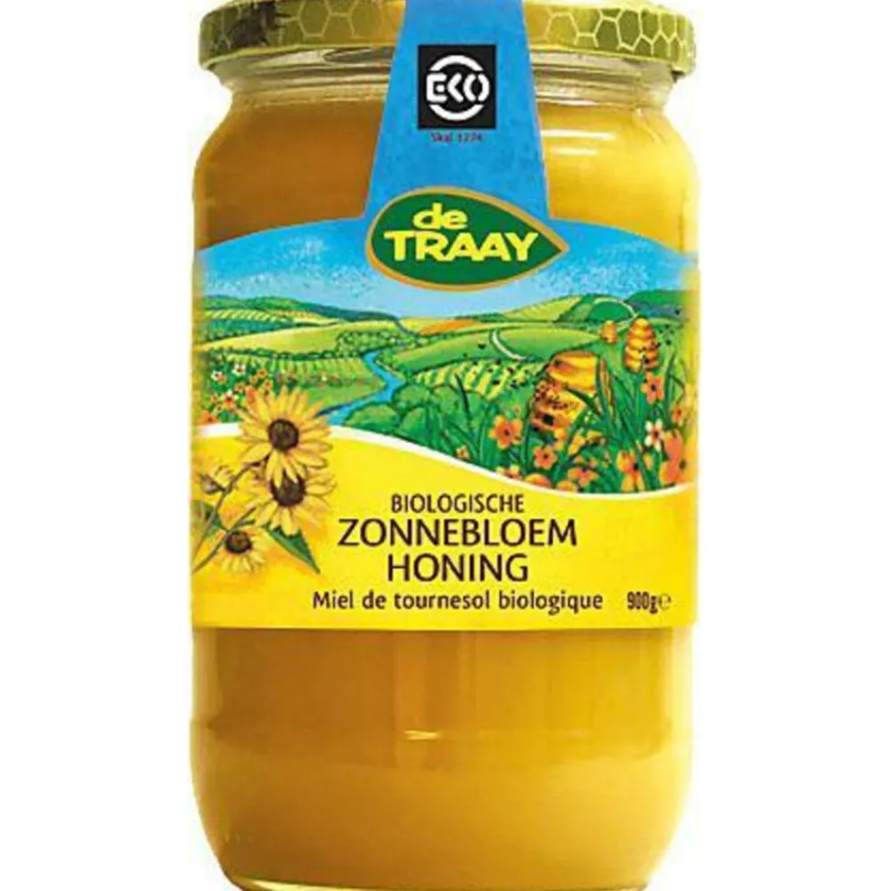 Siropen & Zoetstoffen<De Traay Honing Zonnebloem Bio 900 gr