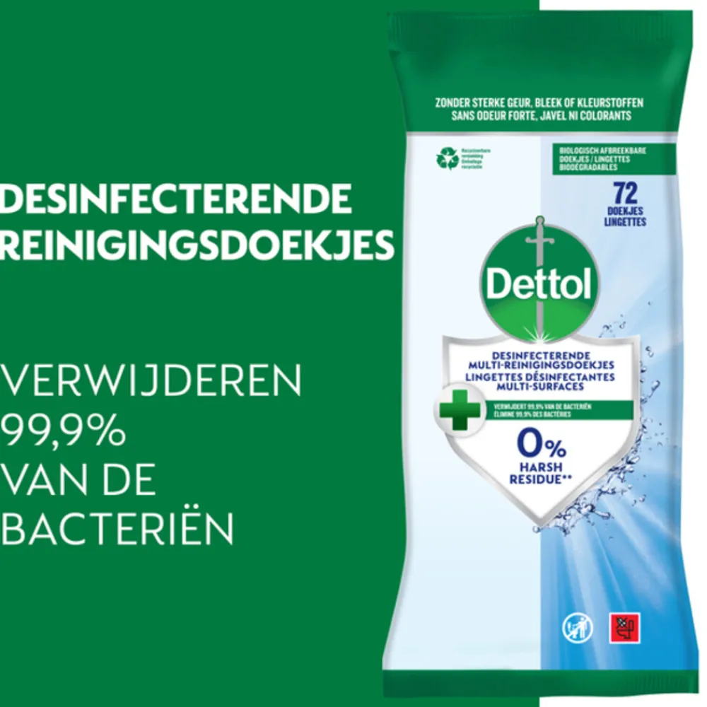 Schoonmaakdoekjes<Dettol Desinfecterende Reinigingsdoekjes Cleanser 72 stuks