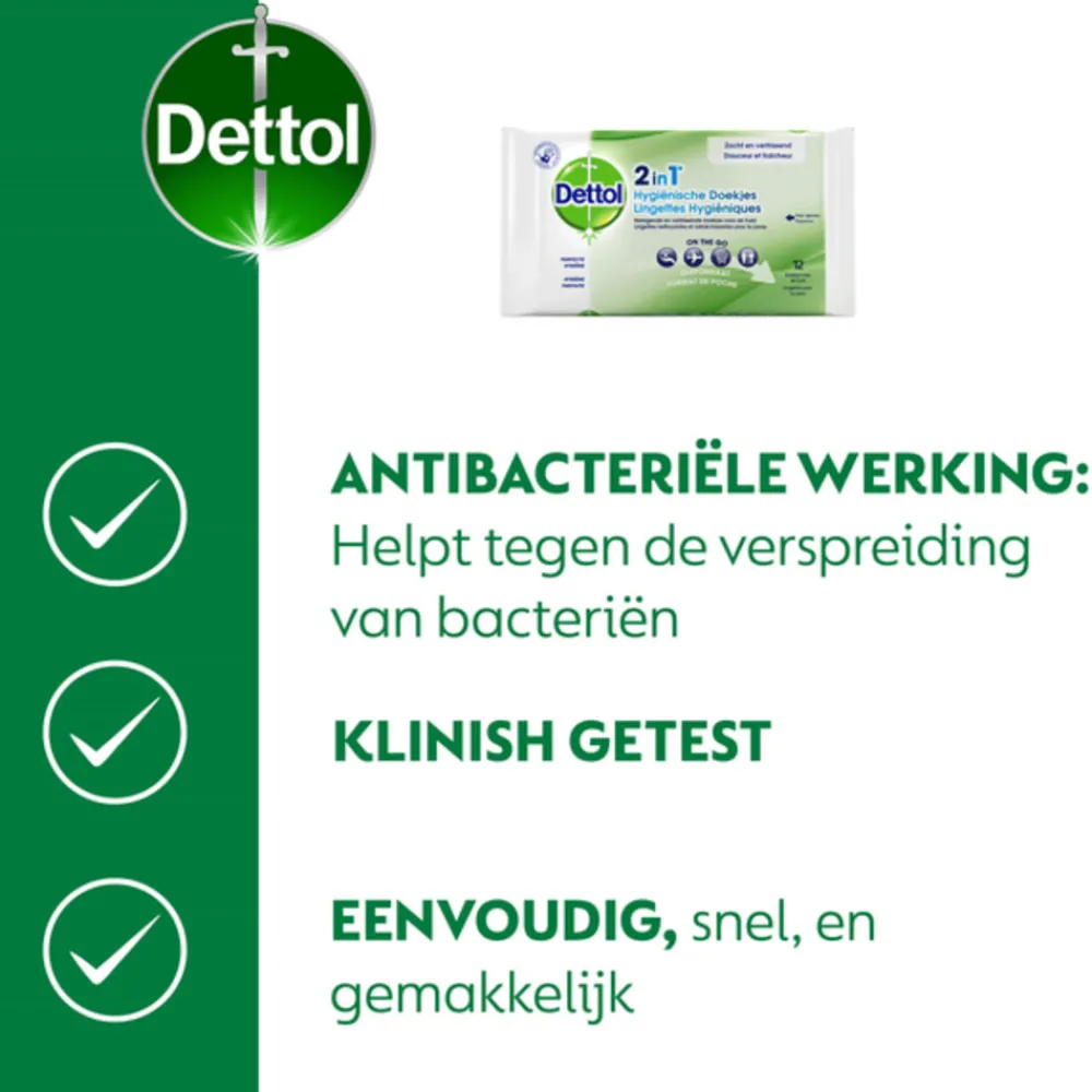 Schoonmaakdoekjes<Dettol Hygienische Doekjes 2in1 12 stuks