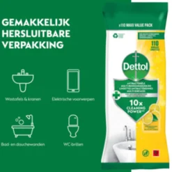 Schoonmaakdoekjes<Dettol Reinigingsdoekjes Power & Fresh Citrus 110 stuks
