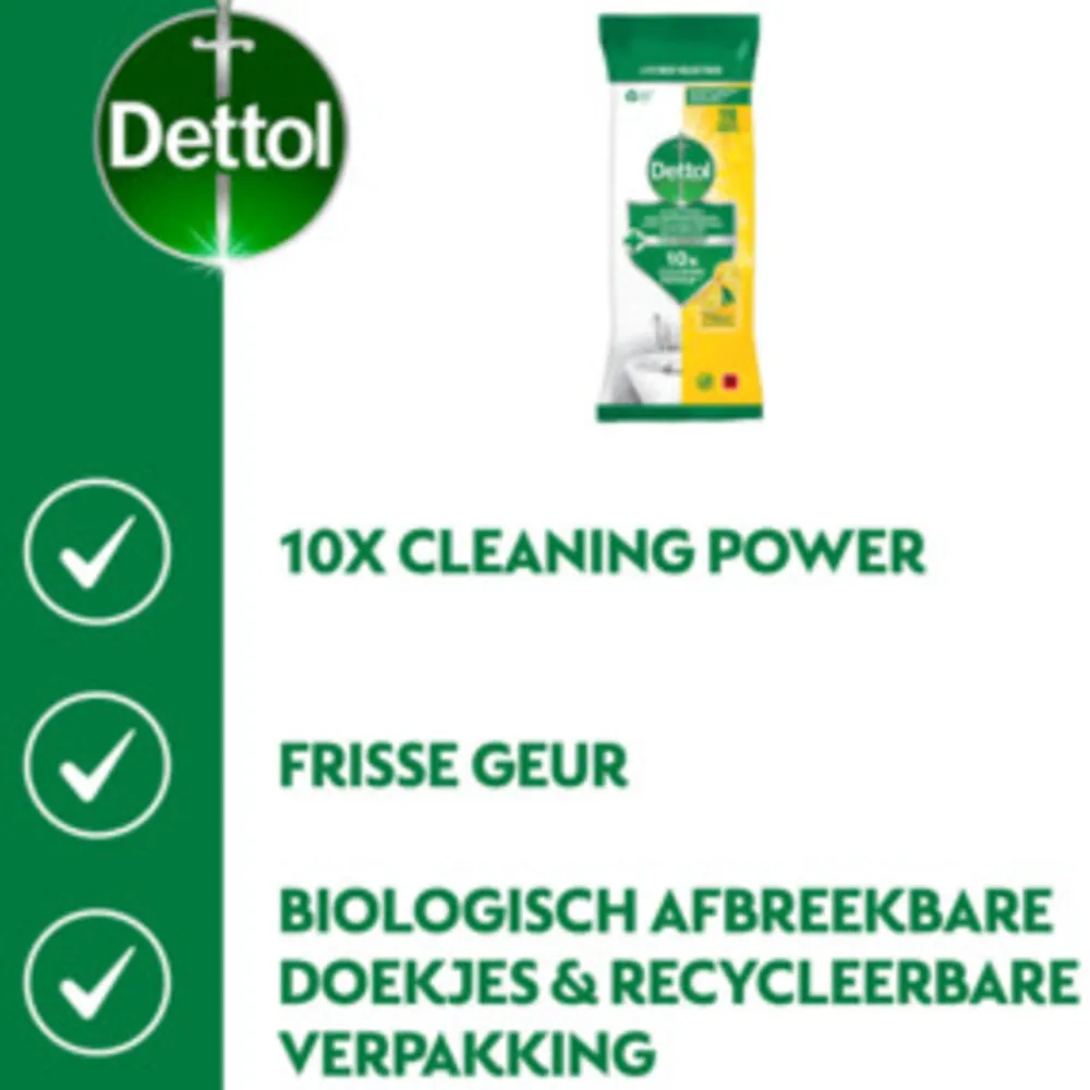 Schoonmaakdoekjes<Dettol Reinigingsdoekjes Power & Fresh Citrus 110 stuks