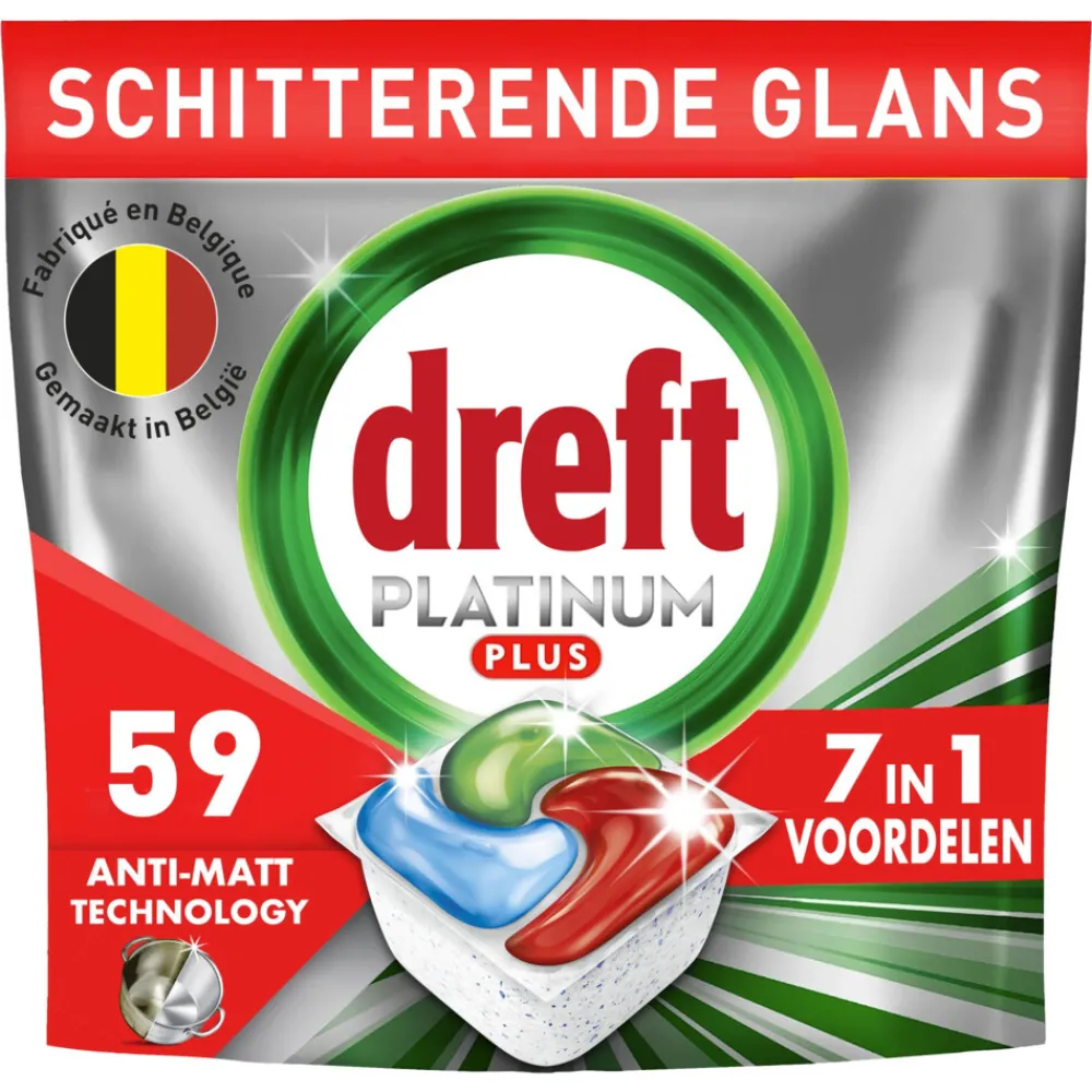 Machineafwas<Dreft Vaatwastabletten Platinum Plus All In One 59 stuks