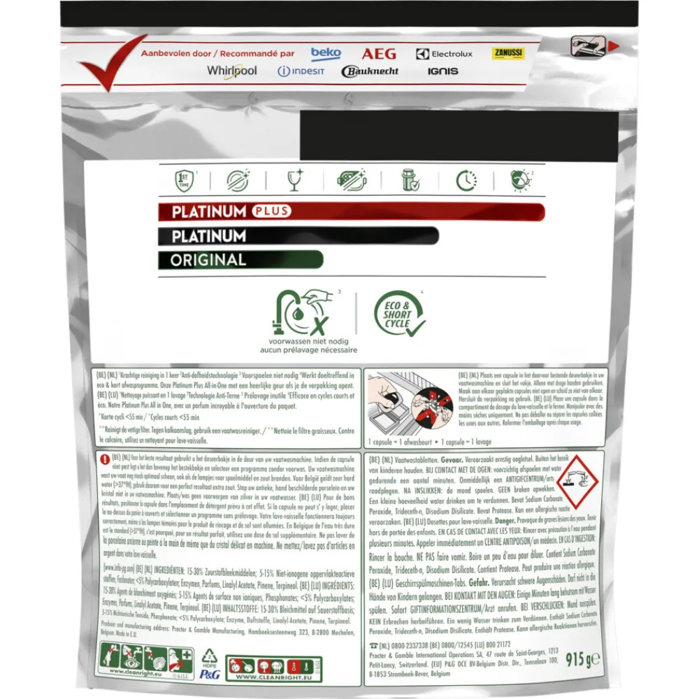 Machineafwas<Dreft Vaatwastabletten Platinum Plus All In One 59 stuks