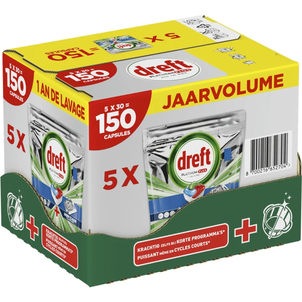 Vaatwastabletten Platinum Plus All In One Deep Clean 150 stuks^Dreft Clearance