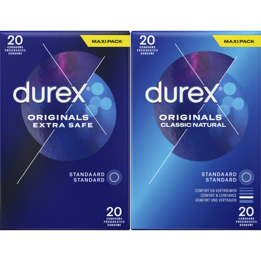 - Extra Safe Condooms 20 stuks & Classic Natural Condooms 20 stuks - Pakket^Durex Outlet