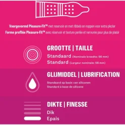 - Nude Extra Lube Condooms 10 stuks, Pleasure Me Condooms 10 stuks & Performa Condooms 10 stuks - Pakket^Durex New