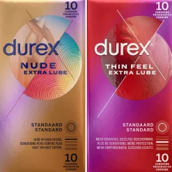 Intieme Hulpmiddelen<Durex - Nude Extra Lube Condooms 10 stuks & Thin Feel extra Lube 10 stuks - Pakket