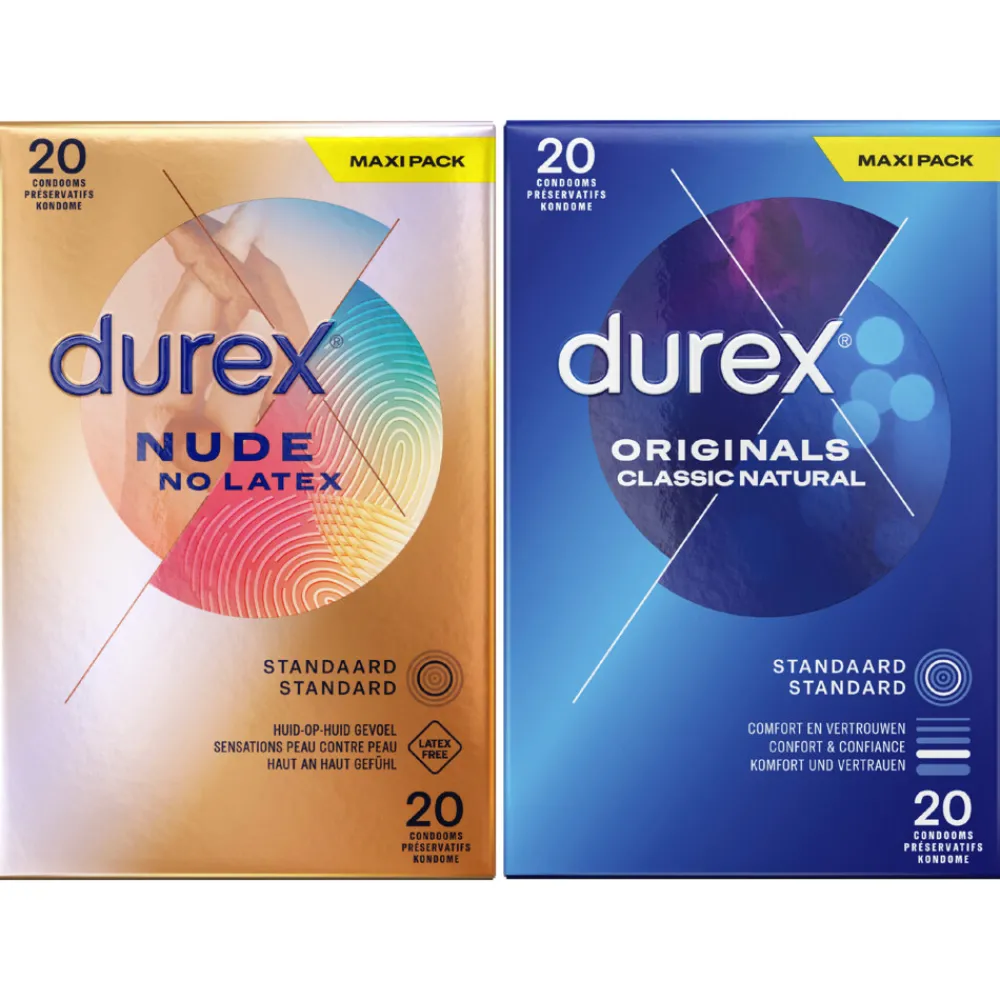 Intieme Hulpmiddelen<Durex - Nude No Latex Condooms 20 stuks & Classic Natural Condooms 20 stuks - Pakket